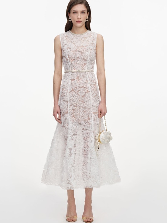 Self-Portrait Dresses & Skirts - NWOT Self-Portrait White Tulle Lace Midi Dress